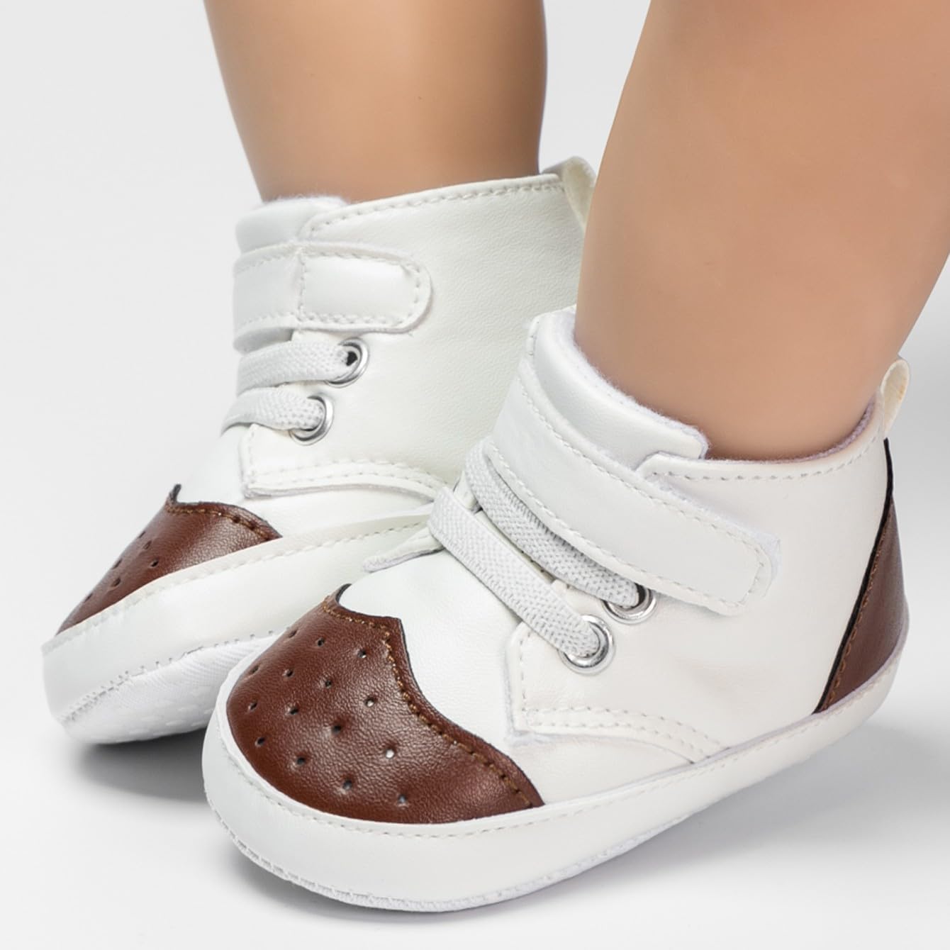 Meckior Toddler Baby Boys Girls High Tops Ankle Sneakers Soft Anti-Slip Sole PU Leather Moccasins Infant Newborn Prewalker First Walking Crib Shoes Xpress