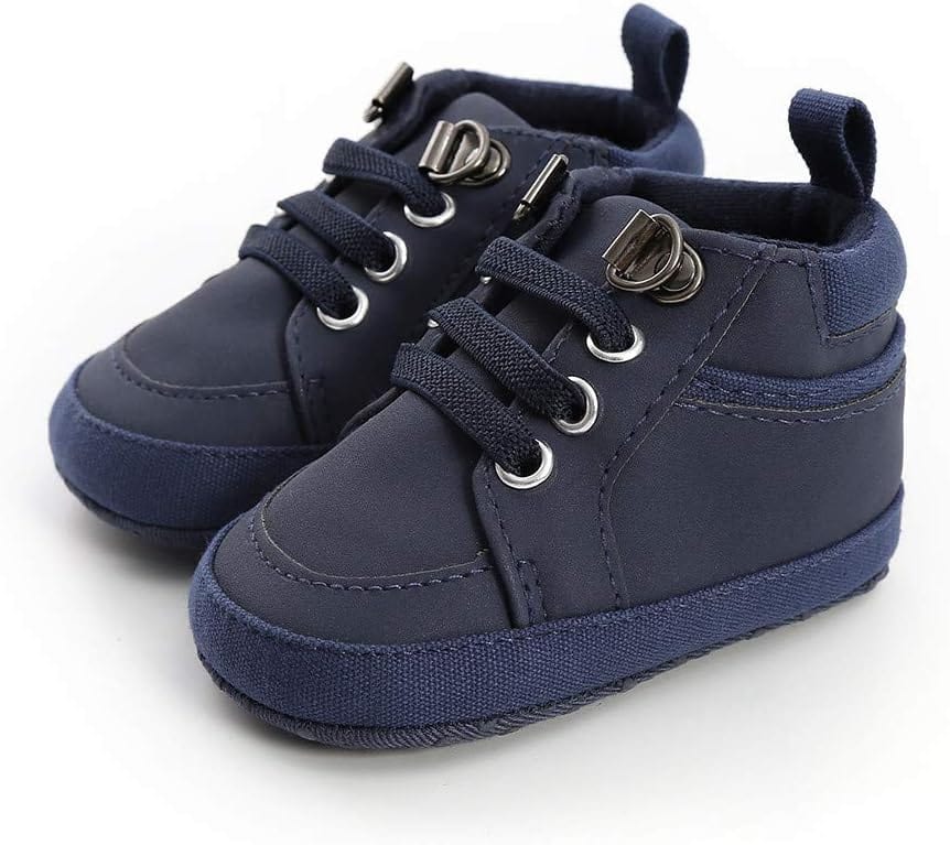 Meckior Toddler Baby Boys Girls High Tops Ankle Sneakers Soft Anti-Slip Sole PU Leather Moccasins Infant Newborn Prewalker First Walking Crib Shoes Xpress