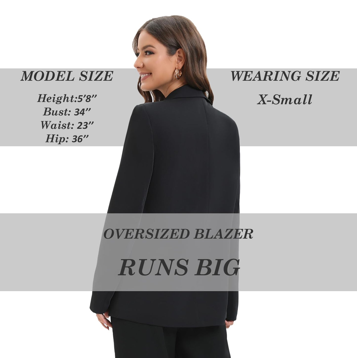 Women's Oversized Double-Breasted Suit Blazer Jacket Long Sleeve Casual Boyfriend Style Work Office Blazer with Pockets