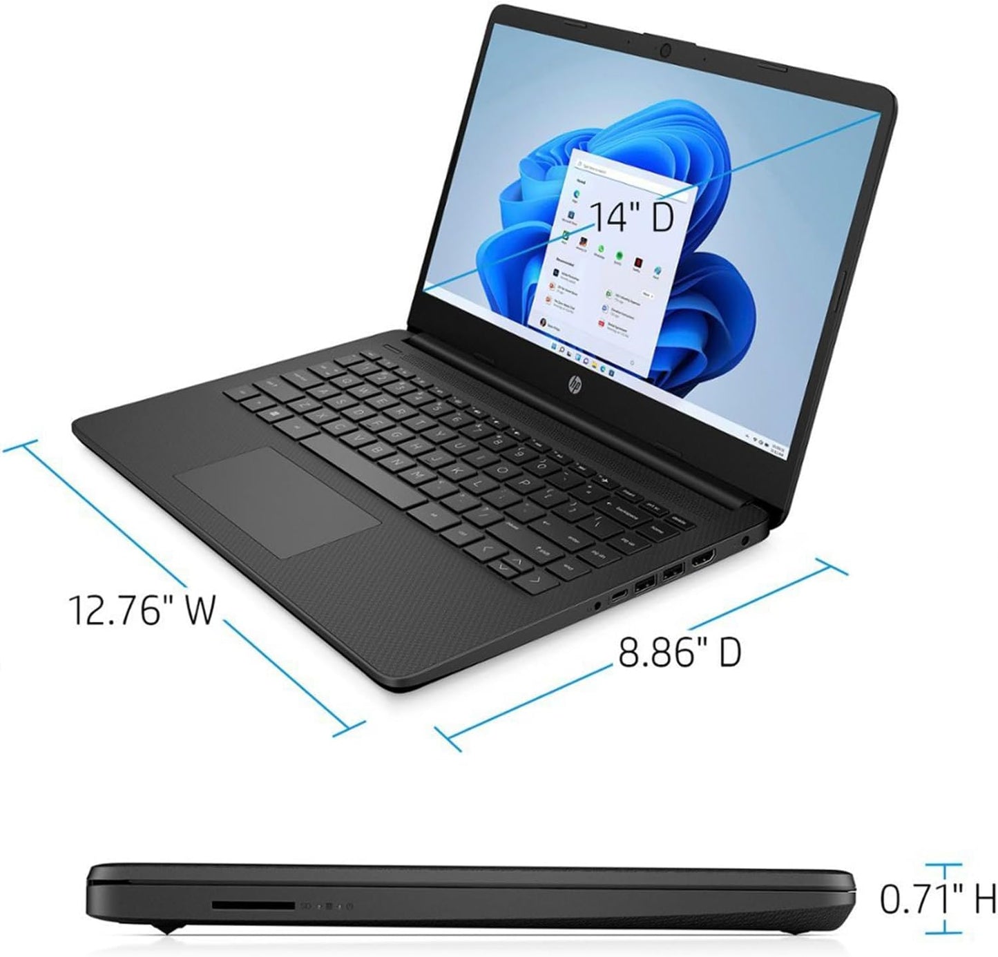 HP Portable Laptop (Include 1 Year Microsoft 365), 14’’ HD Display, 8GB RAM, 64GB eMMC, Intel Quad-Core N4120, Student and Business, Webcam, HDMI, Wi-Fi, RJ-45, Windows 11 Home, Pink Xpress