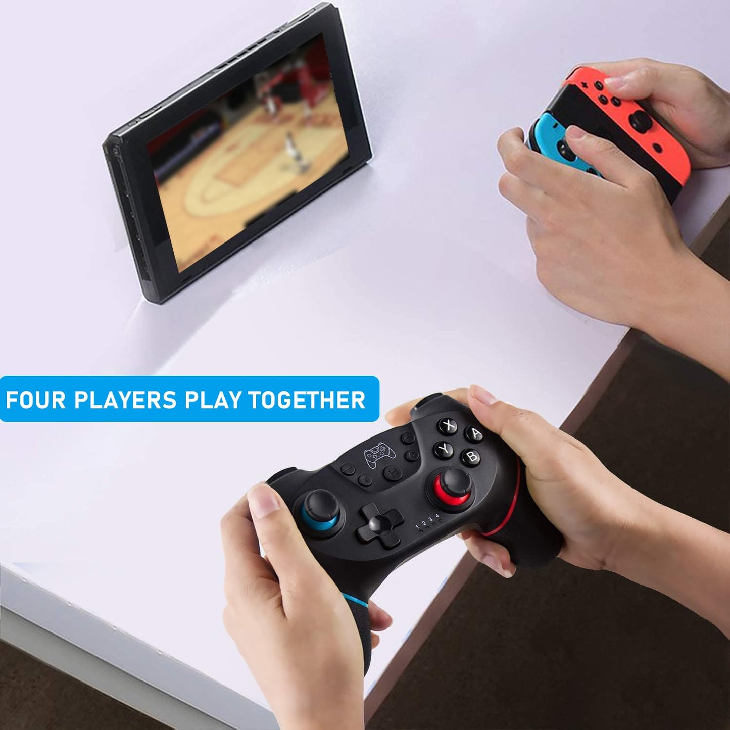 Diswoe Contrôleur sans fil amélioré pour Switch/Lite/OLED Pro Contrôleur pour Switch Remote Joystick Gamepad Prend en charge le réveil, l'axe gyroscopique, le turbo, la double vibration et la fonction de capture d'écran 