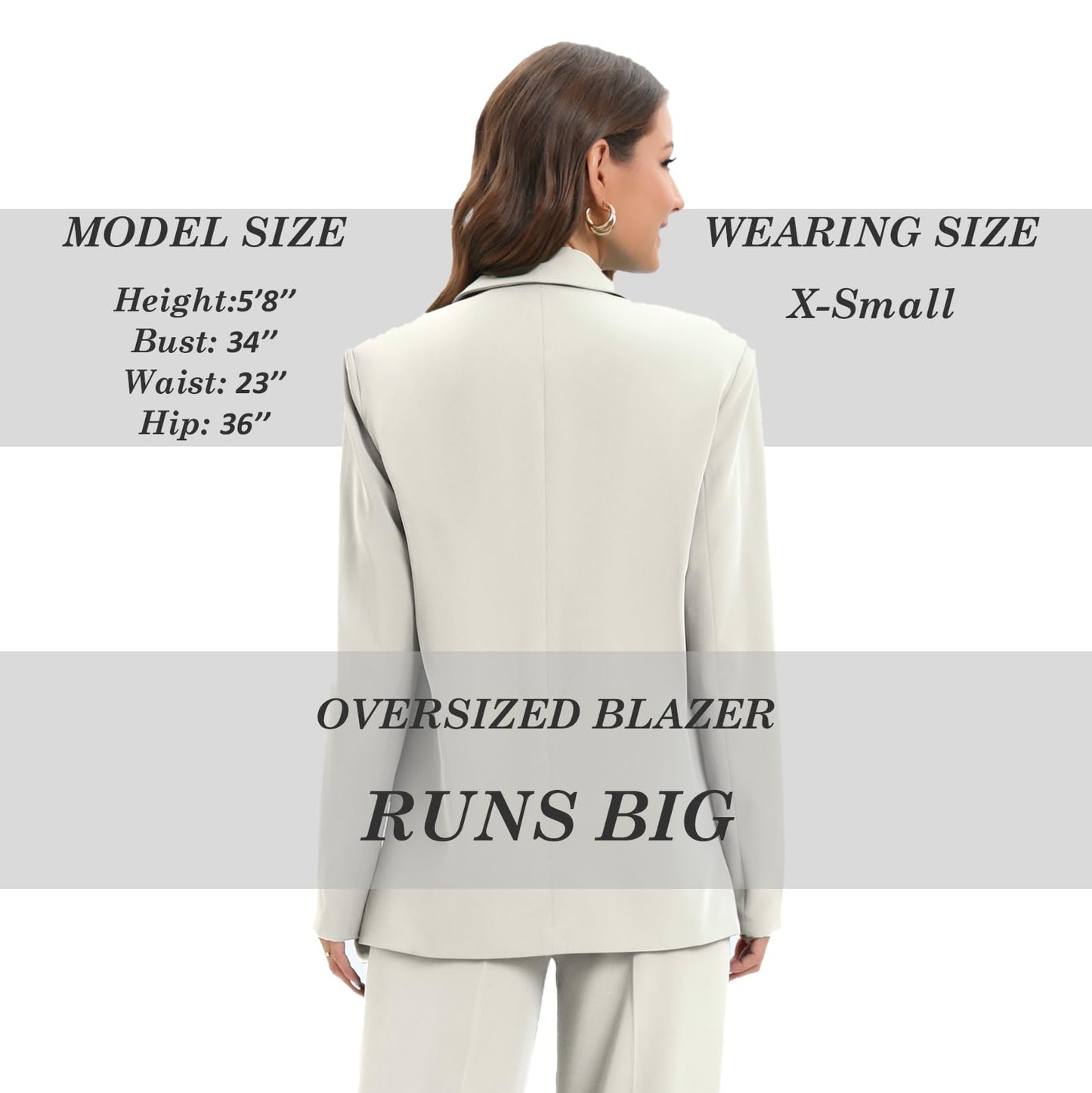 Women's Oversized Double-Breasted Suit Blazer Jacket Long Sleeve Casual Boyfriend Style Work Office Blazer with Pockets