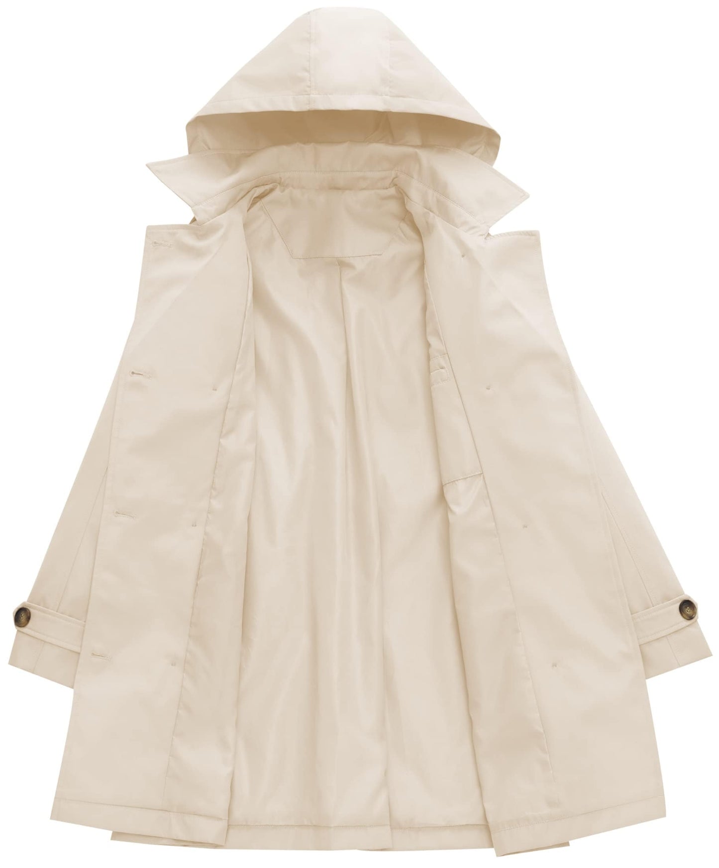 Chrisuno Trench-coat mi-long à double boutonnage pour femme avec ceinture et capuche amovible 