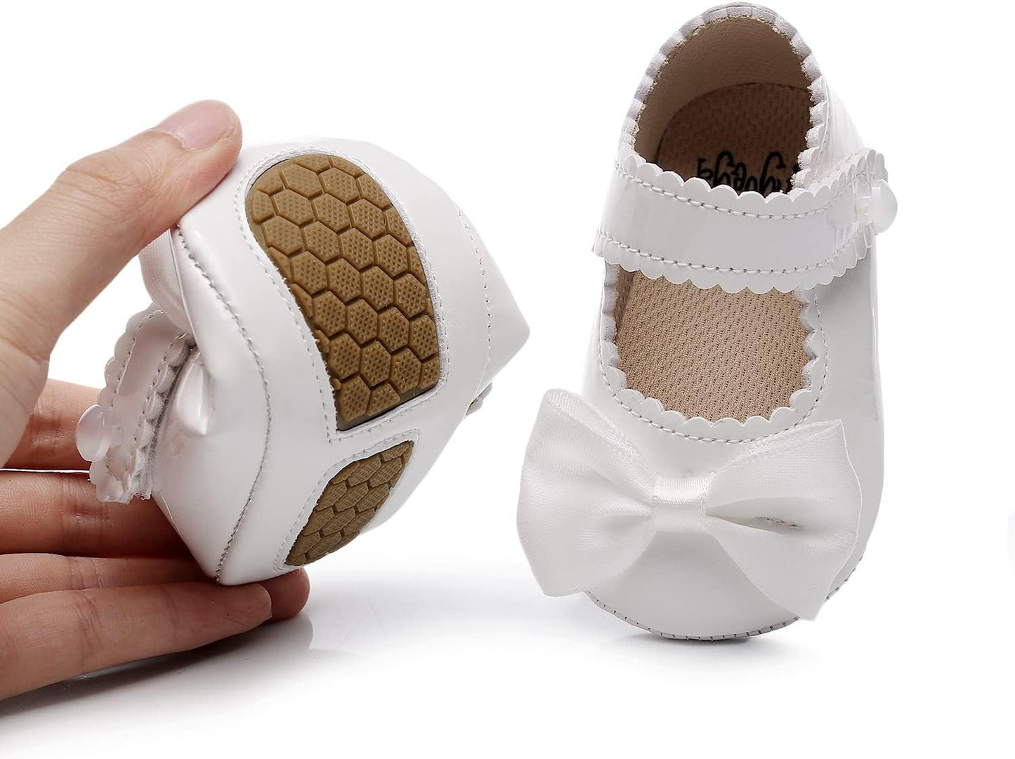 HONGTEYA Infant Baby Girls Mary Jane Flats Non Slip for Toddler First Walkers Soft Sole PU Leather Crib Shoes Sneaker Wedding Party Christmas Princess Dress Shoes Baby Moccasins Girls Xpress