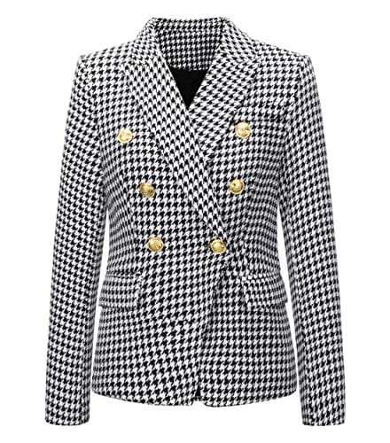 Chouyatou Blazer vintage à double boutonnage pour femme Coupe ajustée