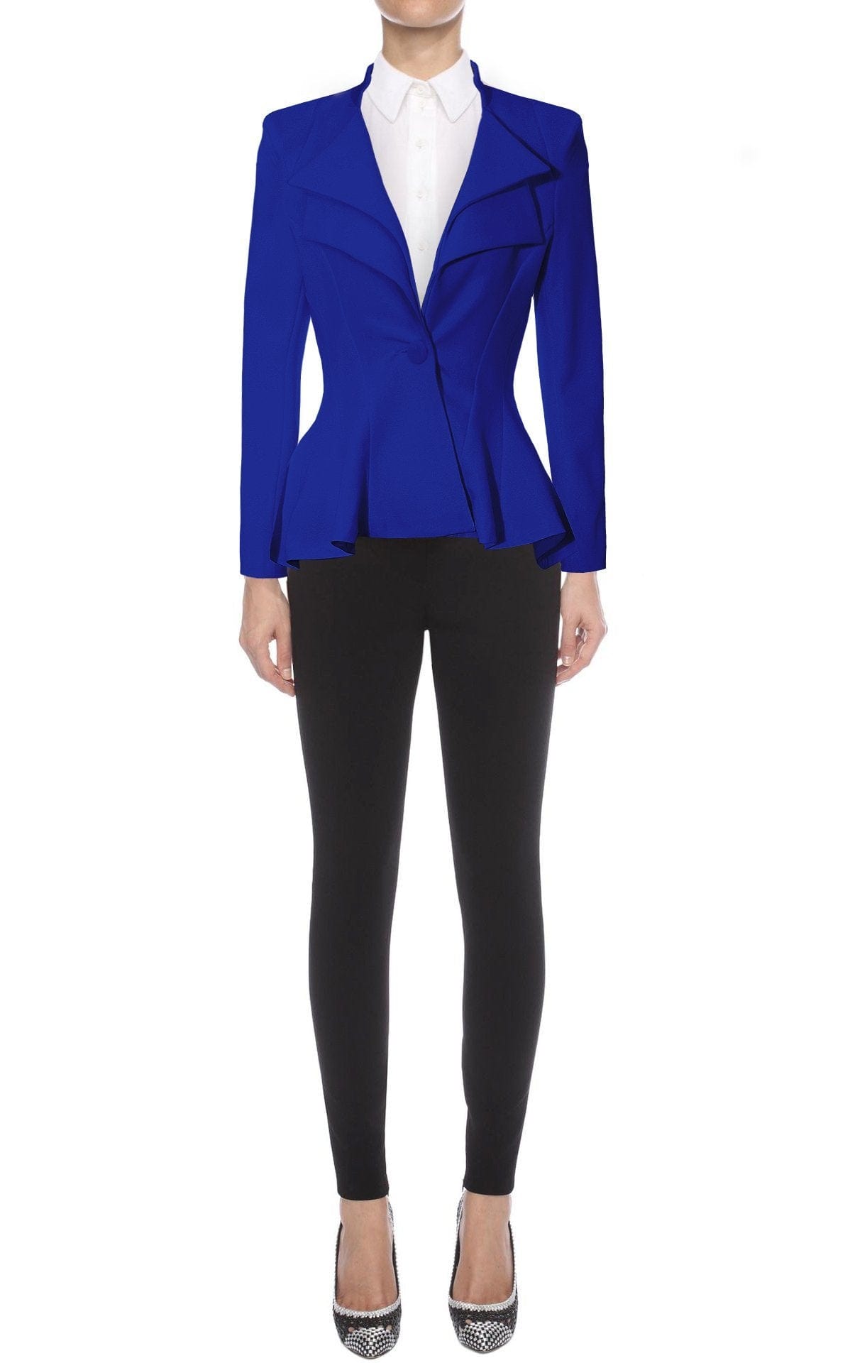 Hybrid &amp; Company - Blazer cómodo para mujer, estilo informal, para trabajo, oficina, doble muesca, solapa afilada, hombrera, con un solo botón