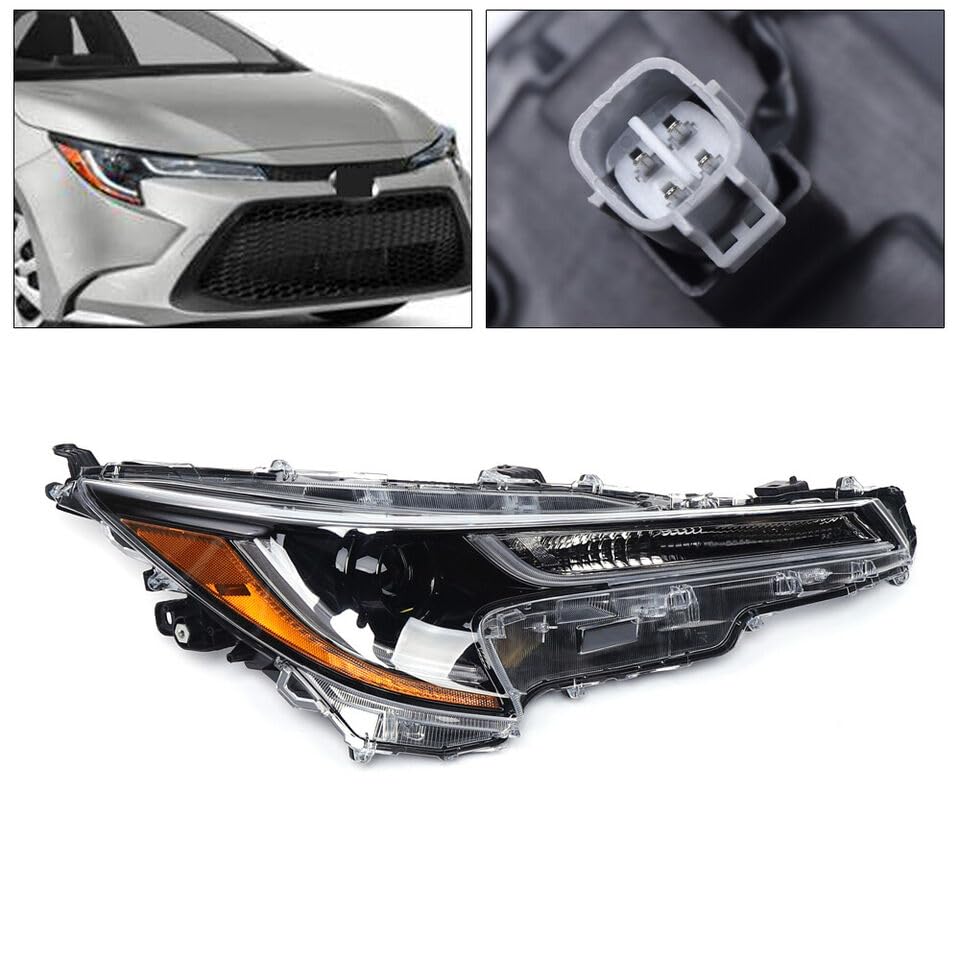 Par de faros delanteros LED lado derecho del pasajero+lado izquierdo del conductor compatible con Toyota Corolla L LE 2020 2021 faros delanteros LED TO2503286 (par) 