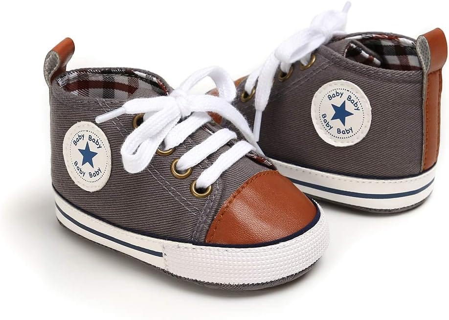 Meckior Toddler Baby Boys Girls High Tops Ankle Sneakers Soft Anti-Slip Sole PU Leather Moccasins Infant Newborn Prewalker First Walking Crib Shoes Xpress