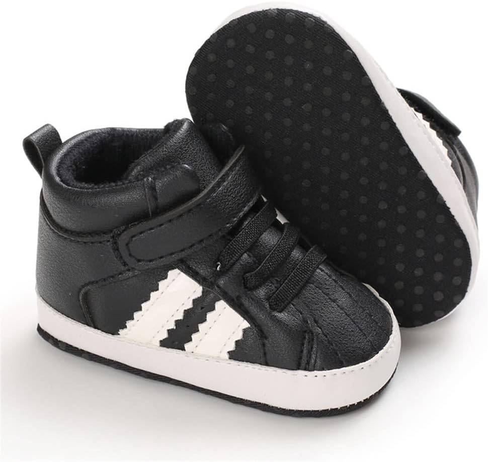 Meckior Toddler Baby Boys Girls High Tops Ankle Sneakers Soft Anti-Slip Sole PU Leather Moccasins Infant Newborn Prewalker First Walking Crib Shoes Xpress