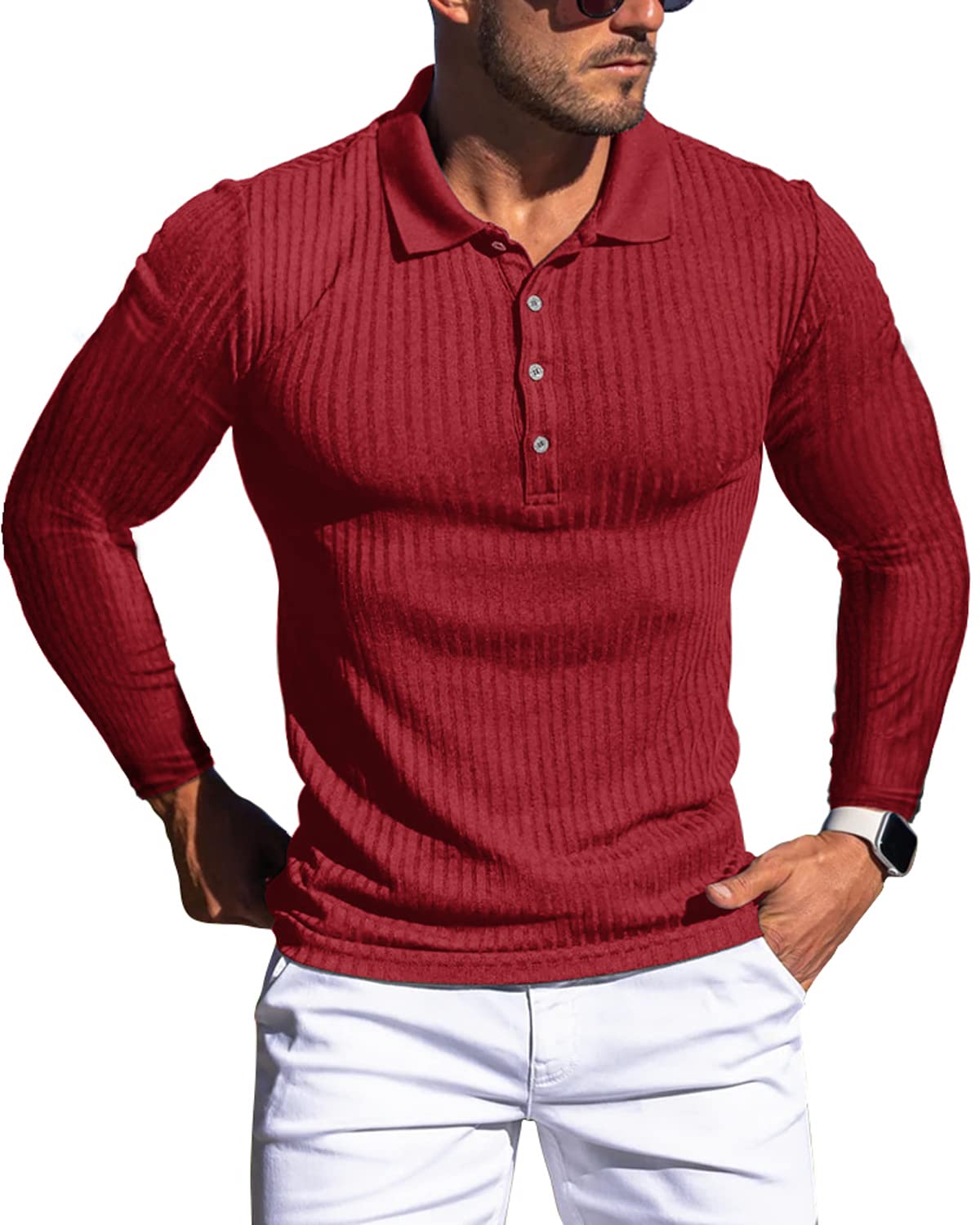 Muscle Polo Shirts for Men Slim Fit Short Sleeve Golf Shirts Men Dry Fit Shirts Casual Stylish Clothes