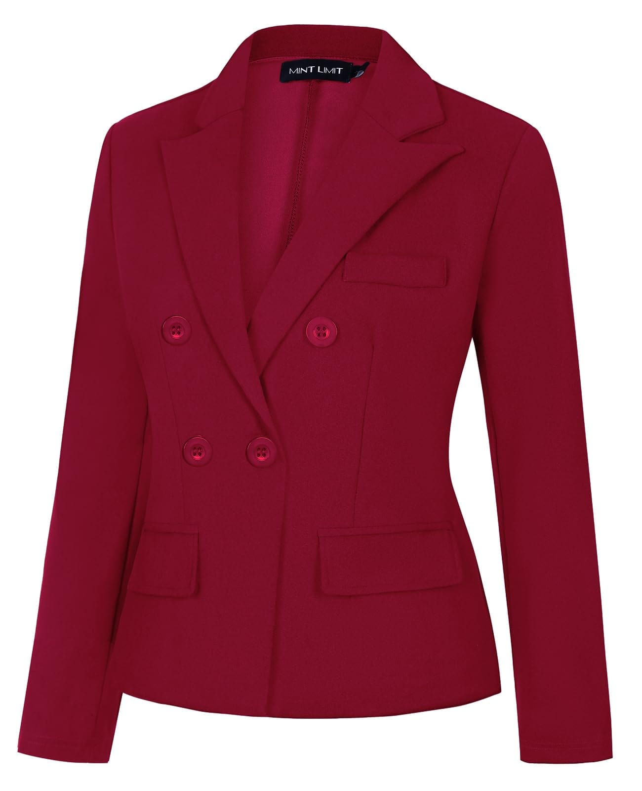 MINTLIMIT Blazers for Women Business Casual Long Sleeve Cropped Blazer Peak Lapel Double Breasted Suit Jacket with Pockets