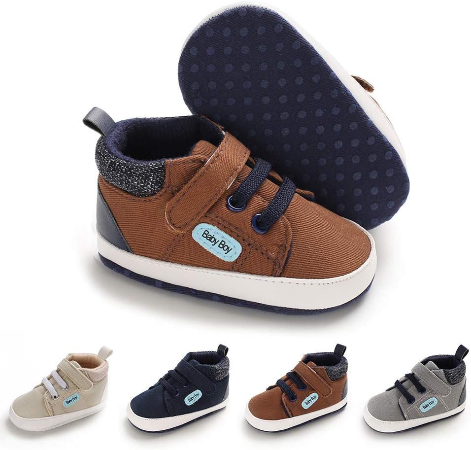 Meckior Toddler Baby Boys Girls High Tops Ankle Sneakers Soft Anti-Slip Sole PU Leather Moccasins Infant Newborn Prewalker First Walking Crib Shoes Xpress