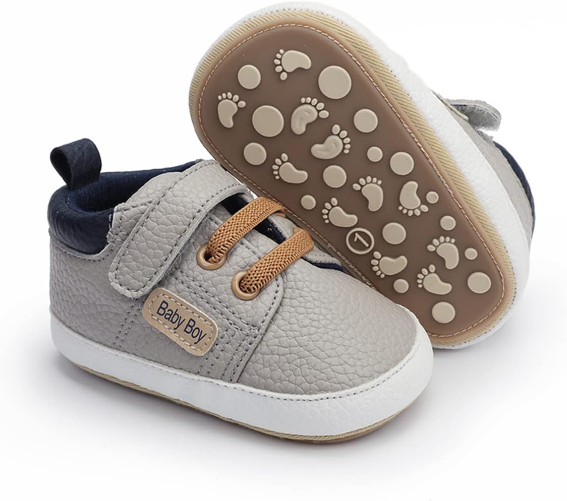 HsdsBebe Baby Boys Girls Pu Leather Hard Bottom Walking Sneakers Toddler Rubber Sole First Walkers Infant Cartoon Slippers Crib Shoes Xpress