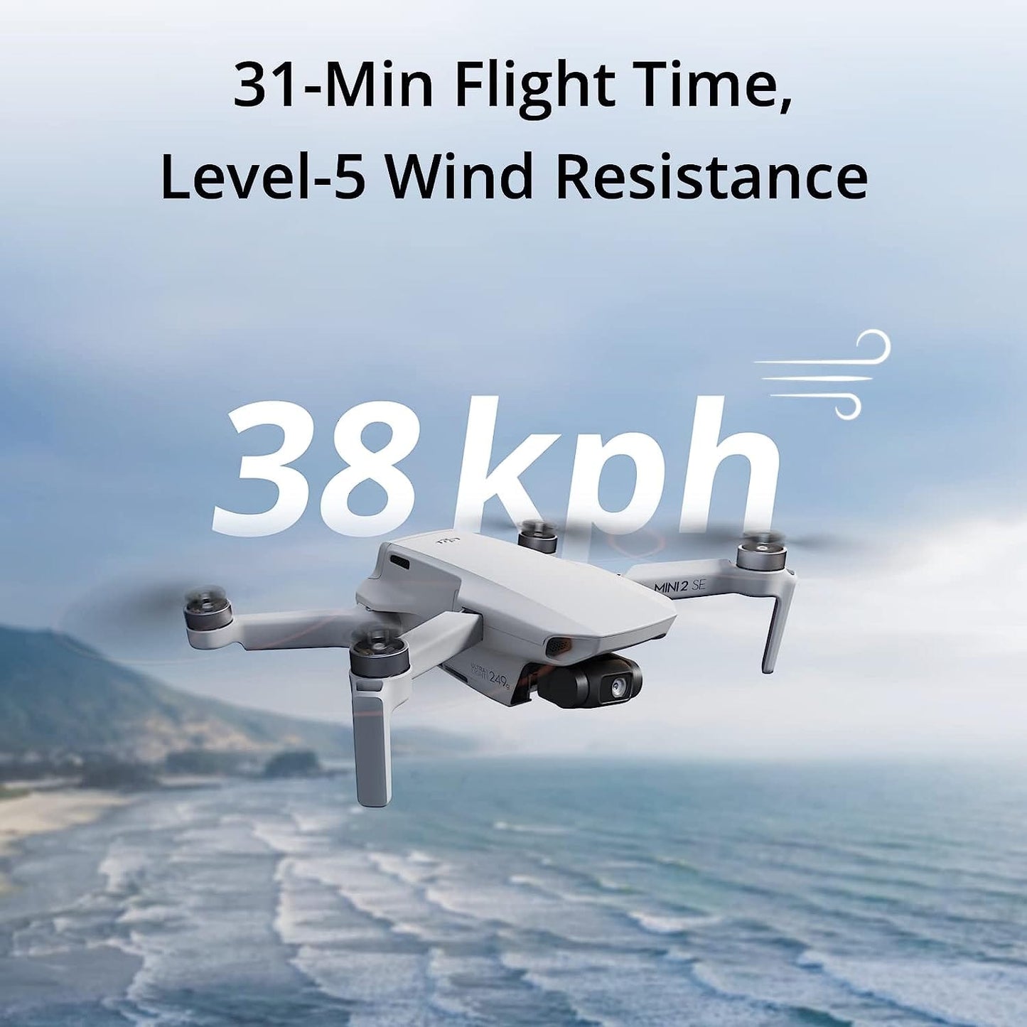 DJI Mini 2 SE, Mini Drone ligero con vídeo QHD, Transmisión de vídeo máxima de 10 km, Tiempo de vuelo de 31 min, Menos de 249 g, Retorno automático a casa, Drone Gimbal de 3 ejes con EIS, Drone con cámara para principiantes 