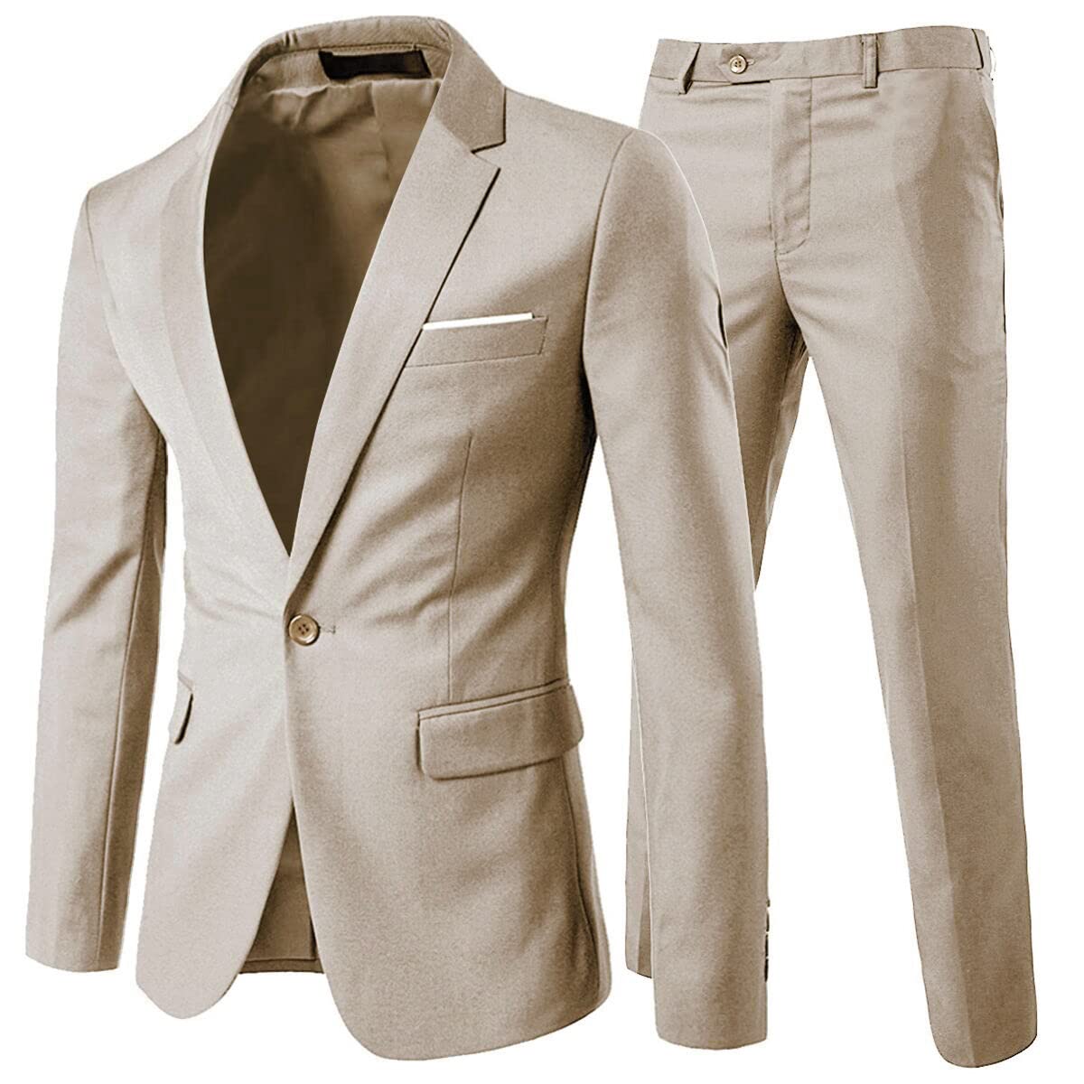 Cloudstyle Men's 2-Piece Suits Slim Fit 1 Button Dress Suit Jacket Blazer & Pants Set