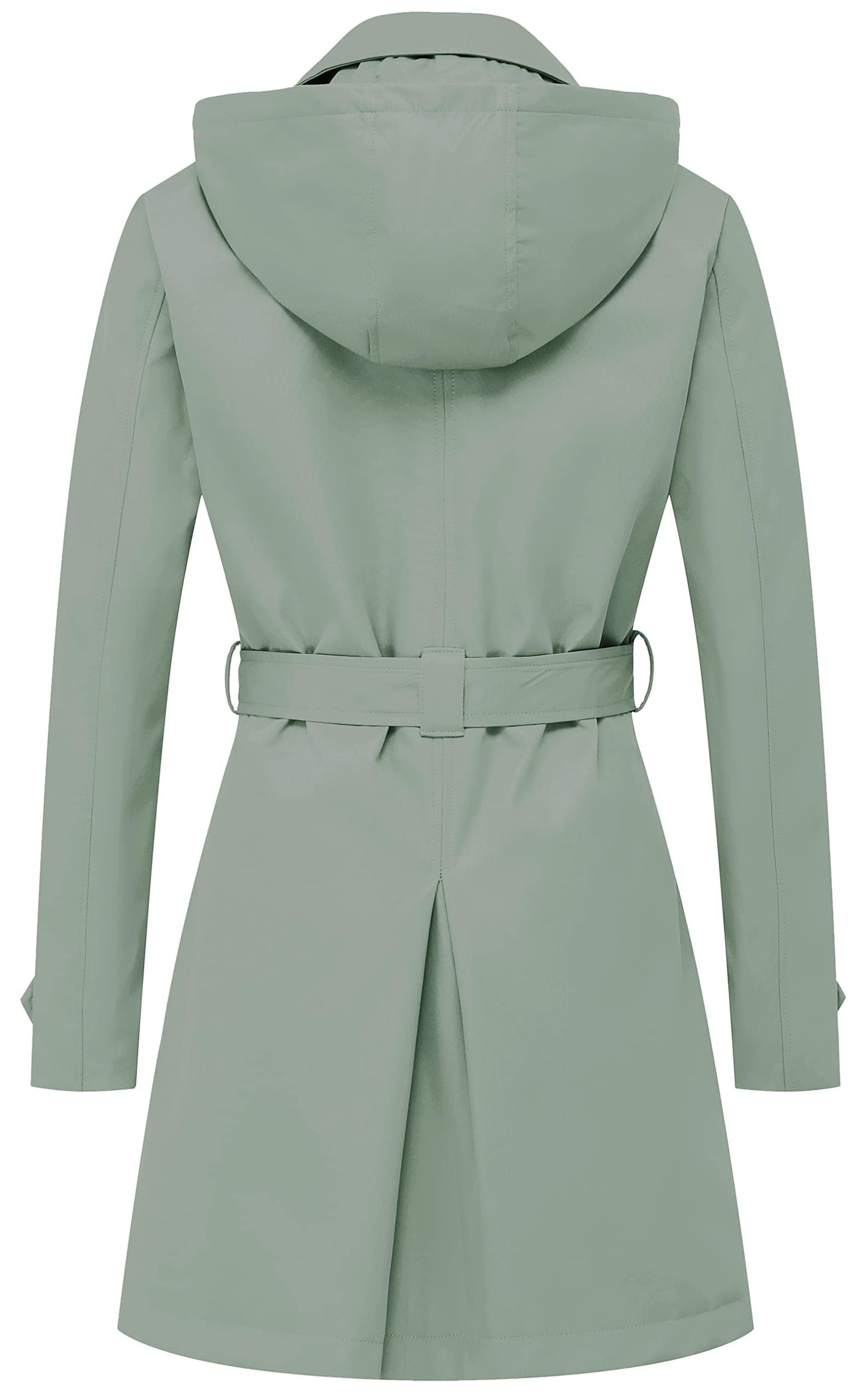 Chrisuno Trench-coat mi-long à double boutonnage pour femme avec ceinture et capuche amovible 