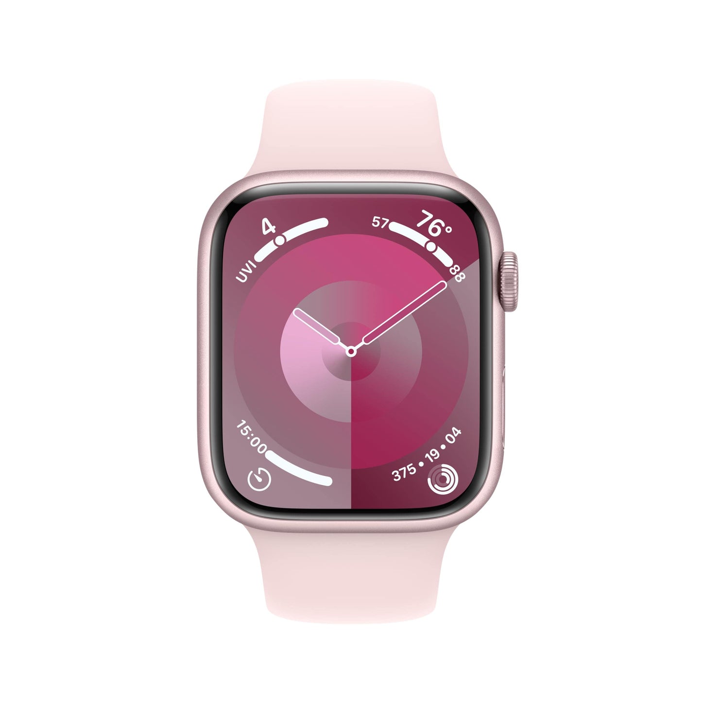 Reloj inteligente Apple Watch Series 9 [GPS 45 mm] con caja de aluminio rosa y correa deportiva rosa. Monitor de actividad física, aplicaciones de ECG y oxígeno en sangre, pantalla Retina siempre encendida, carbono neutro 