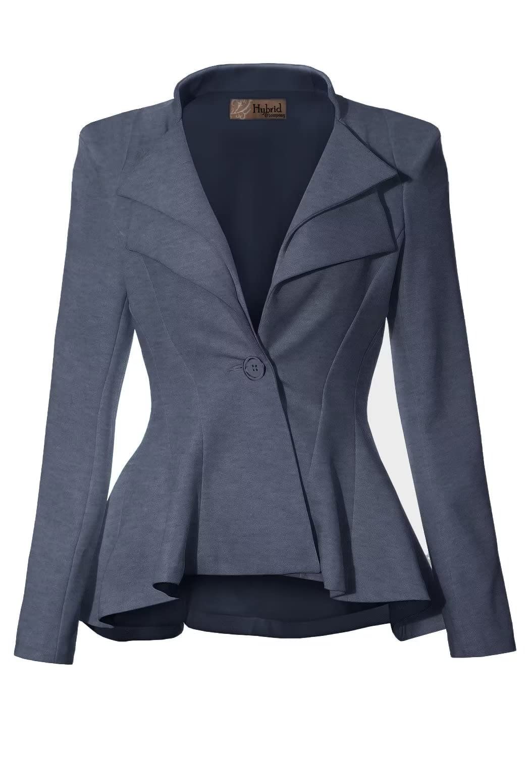 Hybrid &amp; Company Blazer confortable et décontracté pour femme avec revers à double encoche et épaulettes pointues avec bouton unique