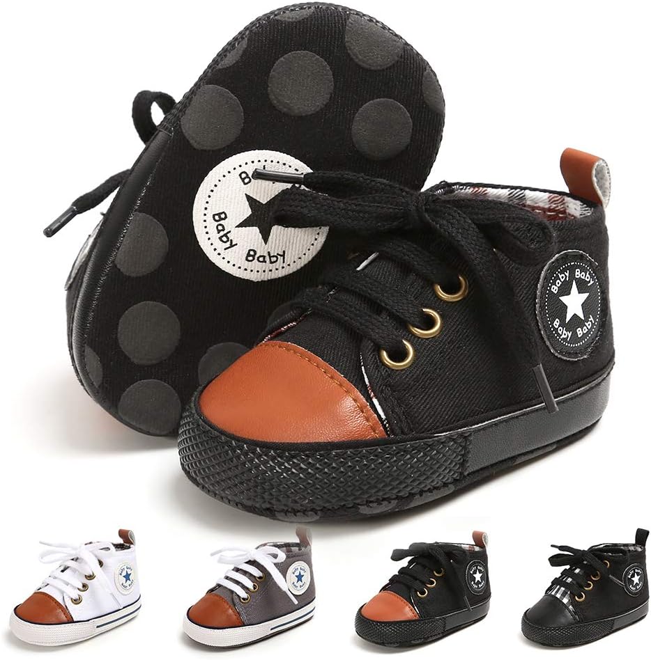 Meckior Toddler Baby Boys Girls High Tops Ankle Sneakers Soft Anti-Slip Sole PU Leather Moccasins Infant Newborn Prewalker First Walking Crib Shoes Xpress