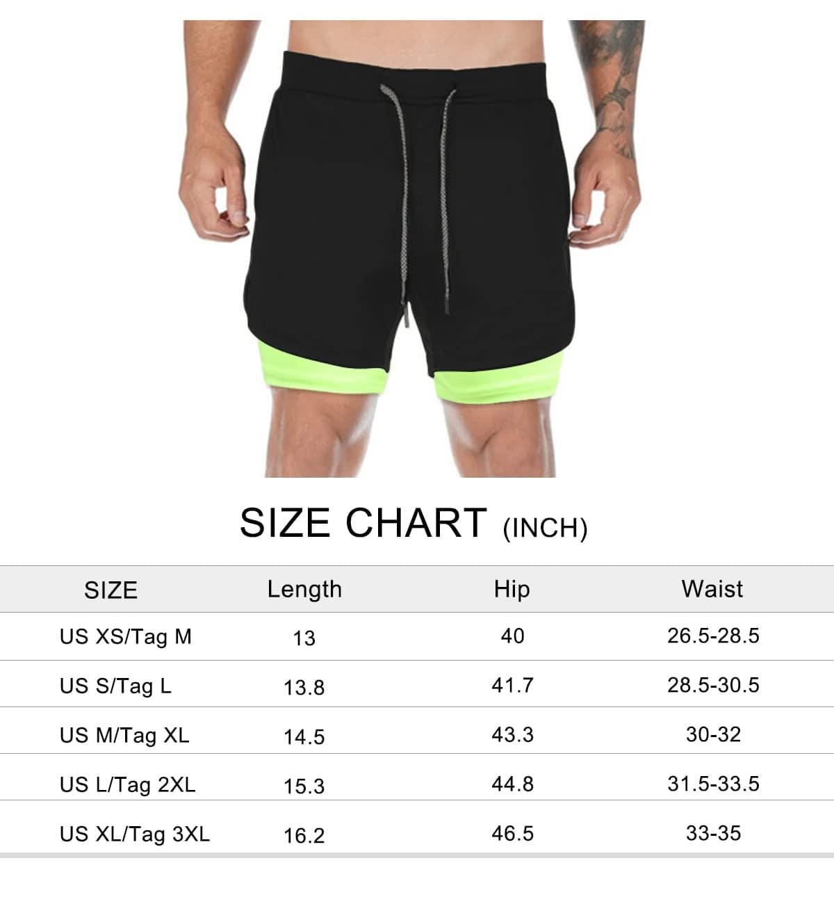 Surenow Mens Running Shorts，Workout Running Shorts for Men，2-in-1 Stealth Shorts，7-Inch Gym Yoga Outdoor Sports Shorts