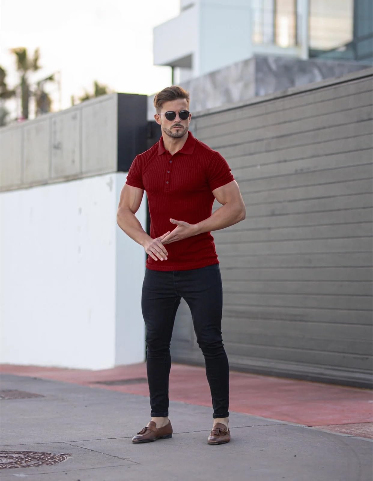 Muscle Polo Shirts for Men Slim Fit Short Sleeve Golf Shirts Men Dry Fit Shirts Casual Stylish Clothes