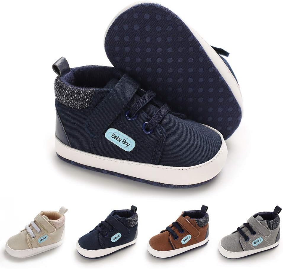 Meckior Toddler Baby Boys Girls High Tops Ankle Sneakers Soft Anti-Slip Sole PU Leather Moccasins Infant Newborn Prewalker First Walking Crib Shoes Xpress