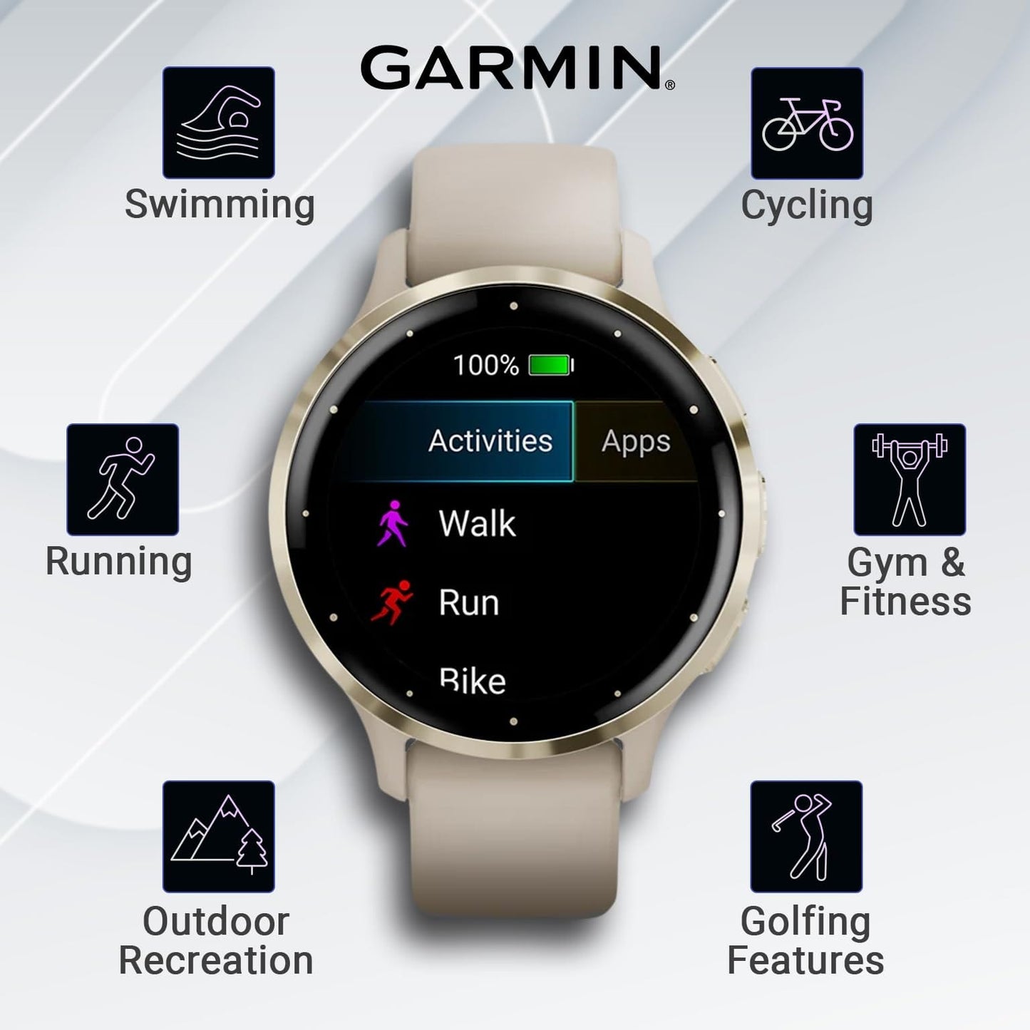 Wearable4U Garmin Venu 3: Silver Stainless Steel 45 mm Smartwatch|AMOLED 1.4" Display Up to 14 Days Battery Life | Multisport Men Watch - Whitestone | Advanced Health & Fitness Features Gift Bundle