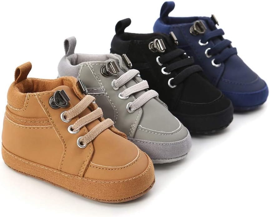 Meckior Toddler Baby Boys Girls High Tops Ankle Sneakers Soft Anti-Slip Sole PU Leather Moccasins Infant Newborn Prewalker First Walking Crib Shoes Xpress