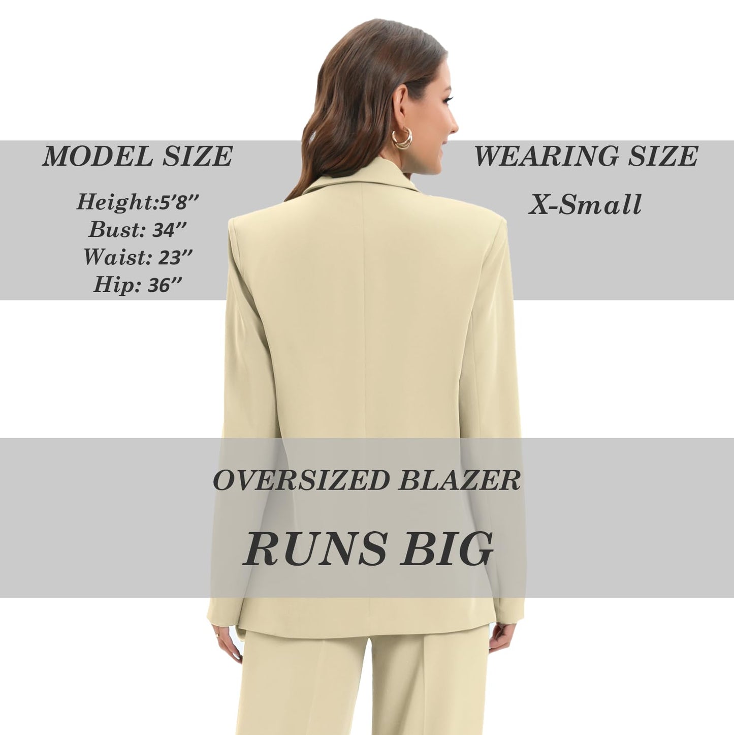 Women's Oversized Double-Breasted Suit Blazer Jacket Long Sleeve Casual Boyfriend Style Work Office Blazer with Pockets