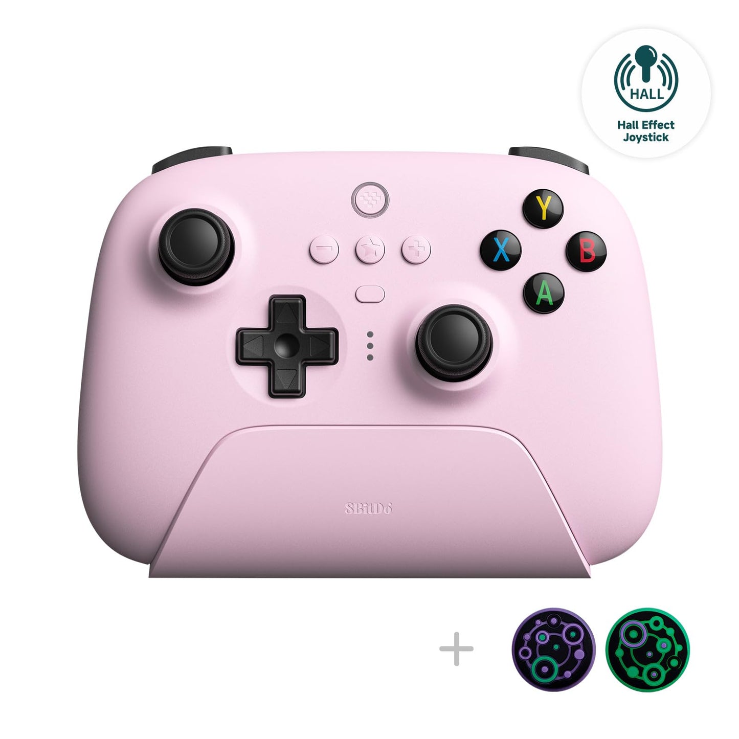 8Bitdo Ultimate Manette sans fil 2,4 g avec station de chargement, mise à jour du joystick à effet Hall, manette de jeu Pro avec boutons arrière et fonction Turbo pour PC, Android, Steam Deck et Apple (violet) 