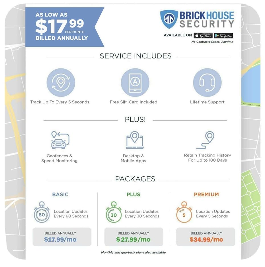 Brickhouse Security GPS Car Tracker - Rastreador oculto para vehículos - Batería de larga duración Dispositivo de rastreo GPS LTE de 140 días para vehículos con estuche magnético y batería extendida - Requiere suscripción 