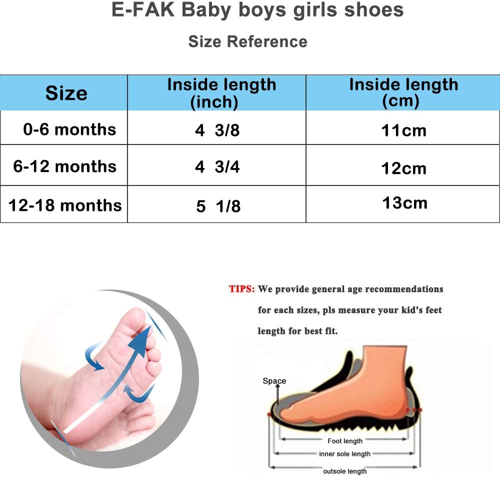 E-FAK Baby Shoes Boys Girls Infant Sneakers Non-Slip Rubber Sole Toddler Crib First Walker Shoes Xpress