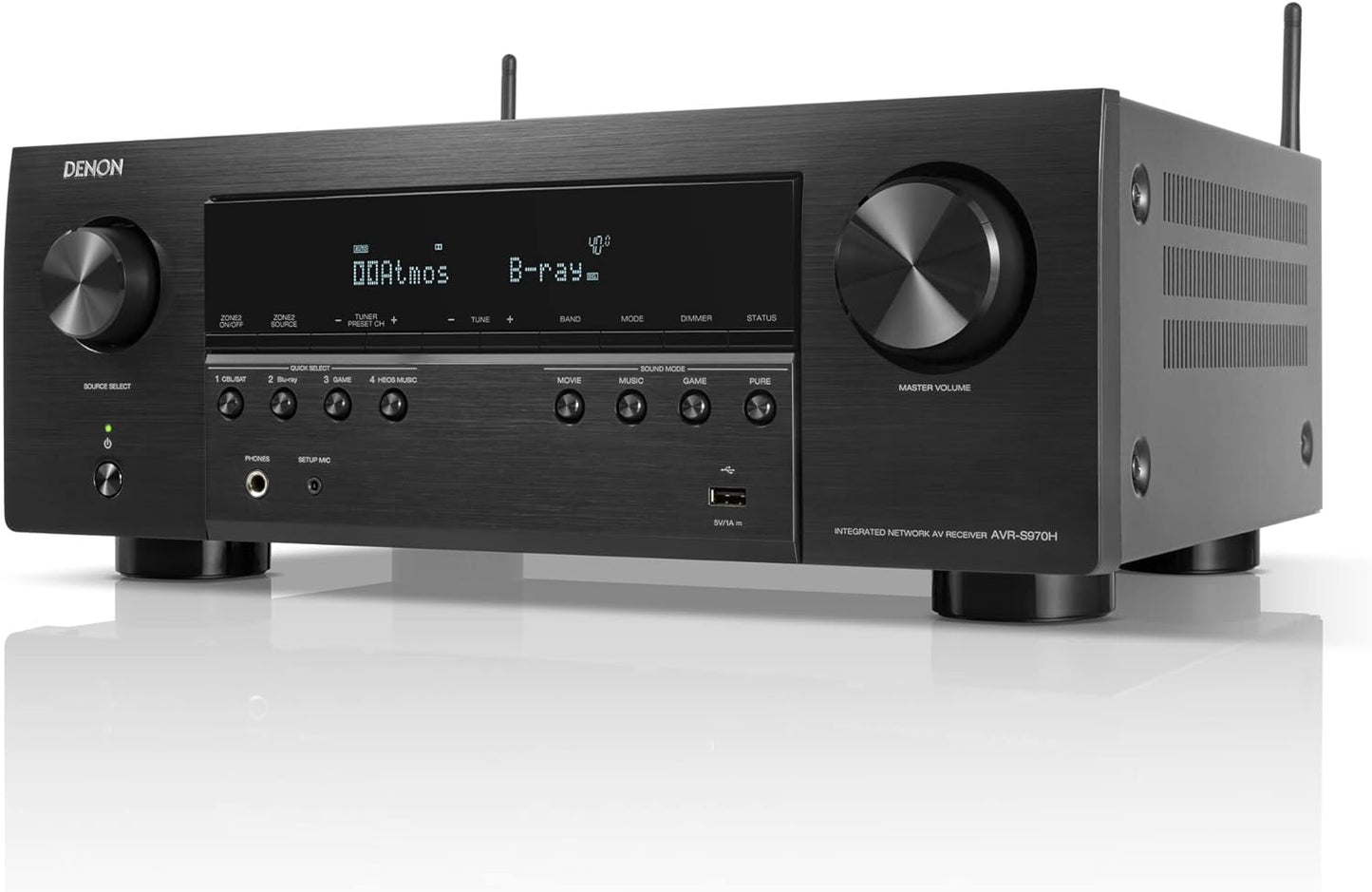 Denon AVR-S570BT 5.2 Channel AV Receiver - 8K Ultra HD Audio & Video, Enhanced Gaming Experience, Wireless Streaming via Built-in Bluetooth, (4) 8K HDMI Inputs, Supports eARC, HD Setup Assistant Xpress