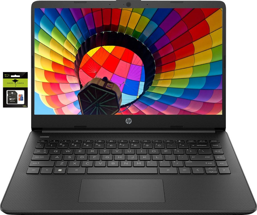 HP Newest 14" Ultral Light Laptop for Students and Business, Intel Quad-Core N4120, 8GB RAM, 192GB Storage(64GB eMMC+128GB Micro SD), 1 Year Office 365, Webcam, HDMI, WiFi, USB-A&C, Win 11 S