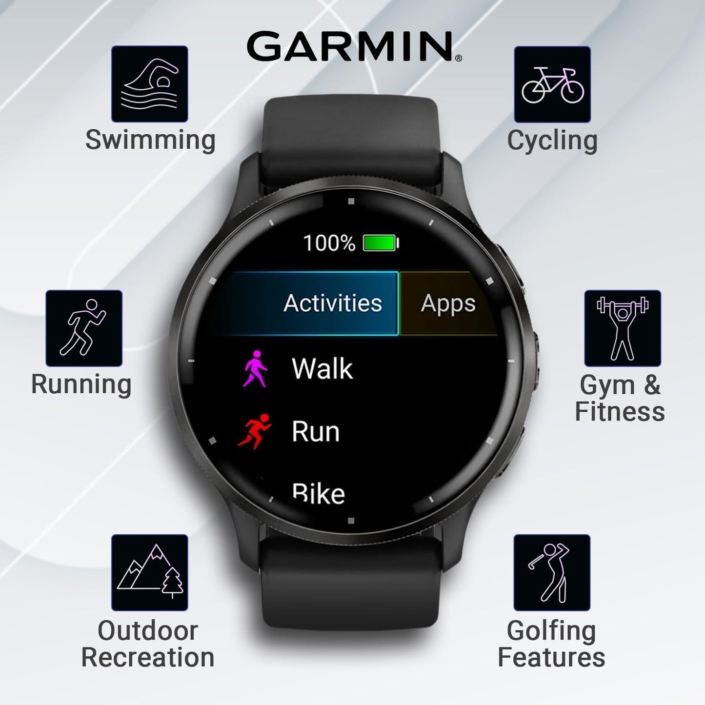 Wearable4U Garmin Venu 3 : montre intelligente 45 mm en acier inoxydable argenté | Écran AMOLED 1,4" jusqu'à 14 jours d'autonomie | Montre multisport pour homme – Whitestone | Fonctionnalités avancées de santé et de remise en forme 