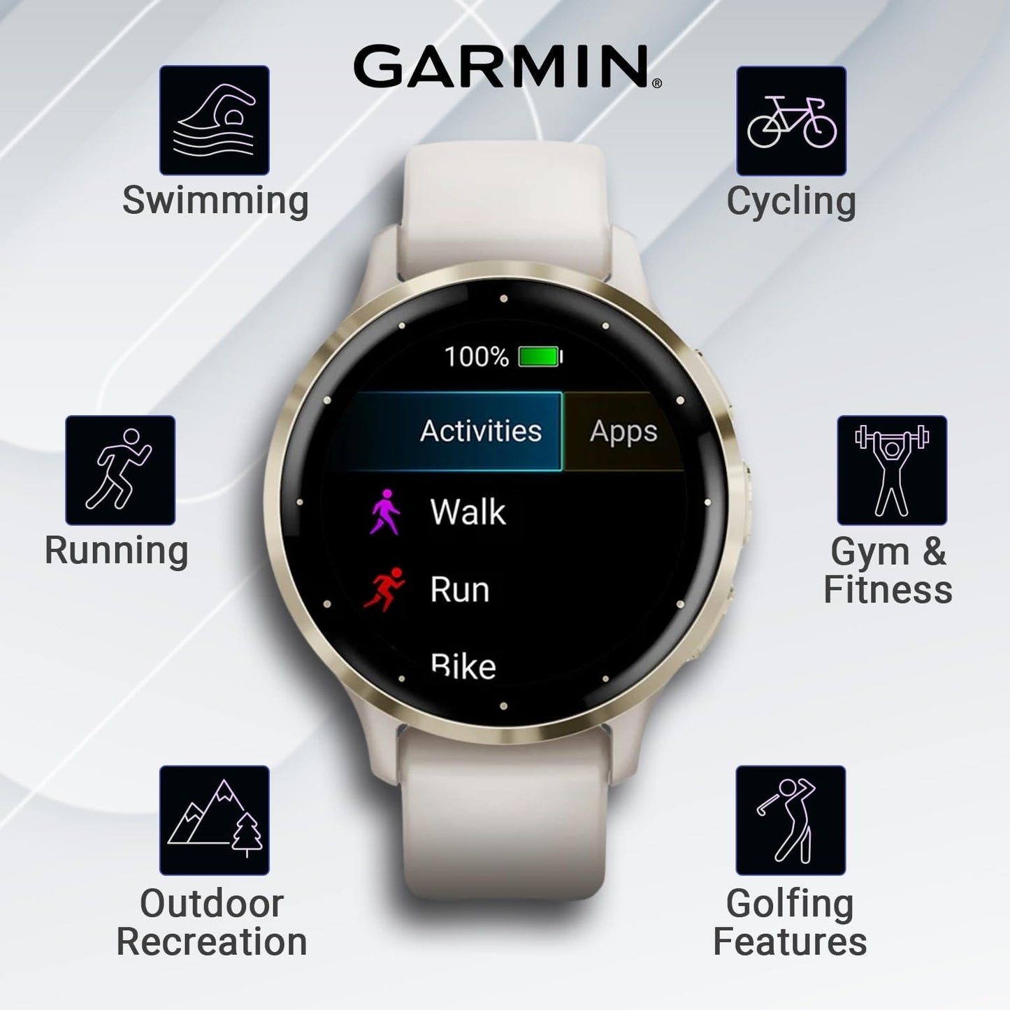 Wearable4U Garmin Venu 3: Silver Stainless Steel 45 mm Smartwatch|AMOLED 1.4" Display Up to 14 Days Battery Life | Multisport Men Watch - Whitestone | Advanced Health & Fitness Features Gift Bundle