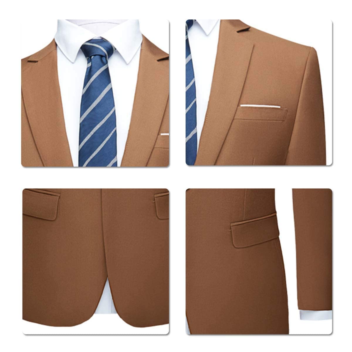 Cloudstyle Mens 3-Piece Suit Notched Lapel One Button Slim Fit Formal Jacket Vest Pants Set