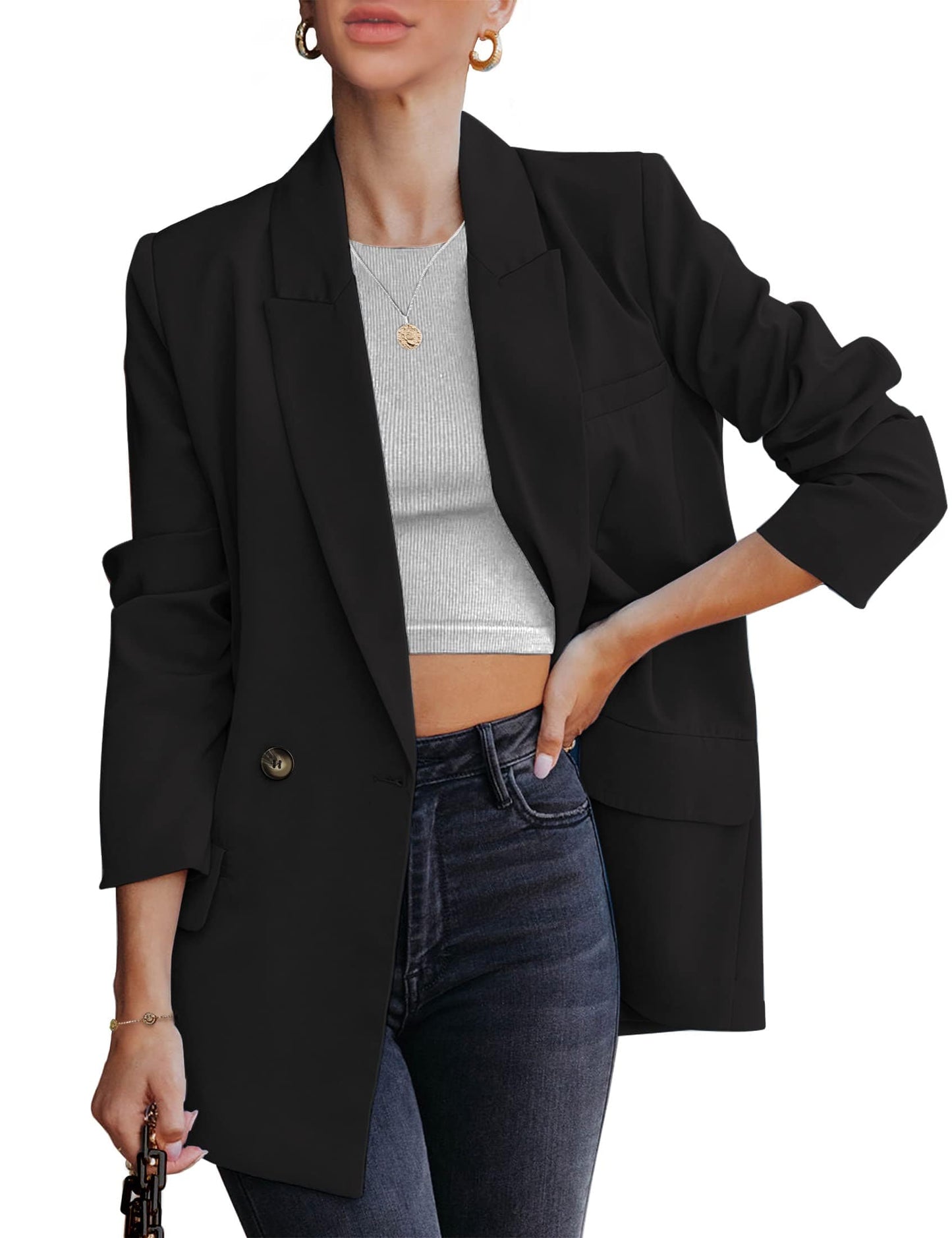 luvamia Blazer veste pour femme travail décontracté bureau à manches longues mode habillé tenue d'affaires 