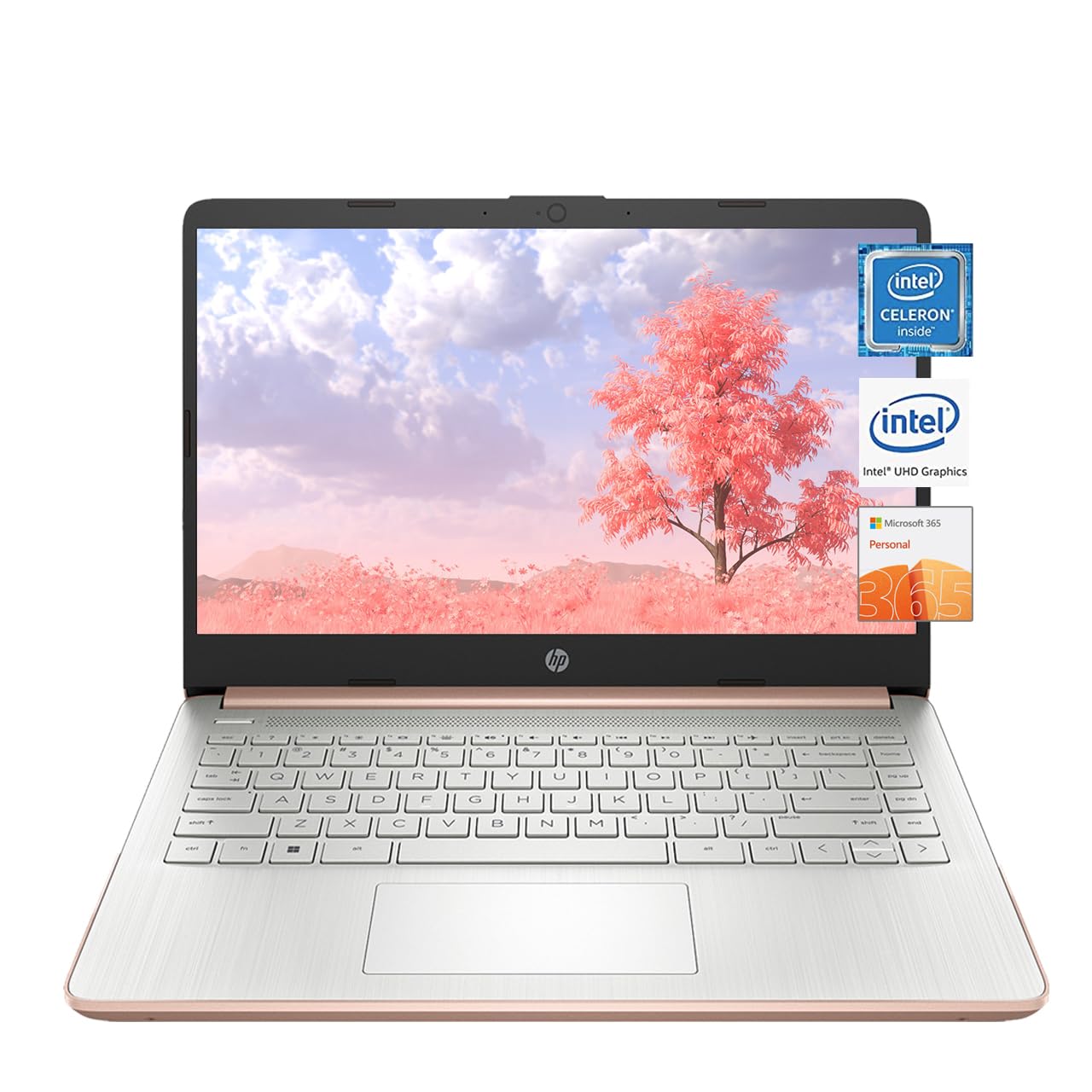 Laptop HP 14, Intel Celeron N4020, 4 GB de RAM, 64 GB de almacenamiento, pantalla HD Micro-edge de 14 pulgadas, Windows 11 Home, delgada y portátil, gráficos 4K, un año de Microsoft 365 (14-dq0040nr, blanco copo de nieve) 