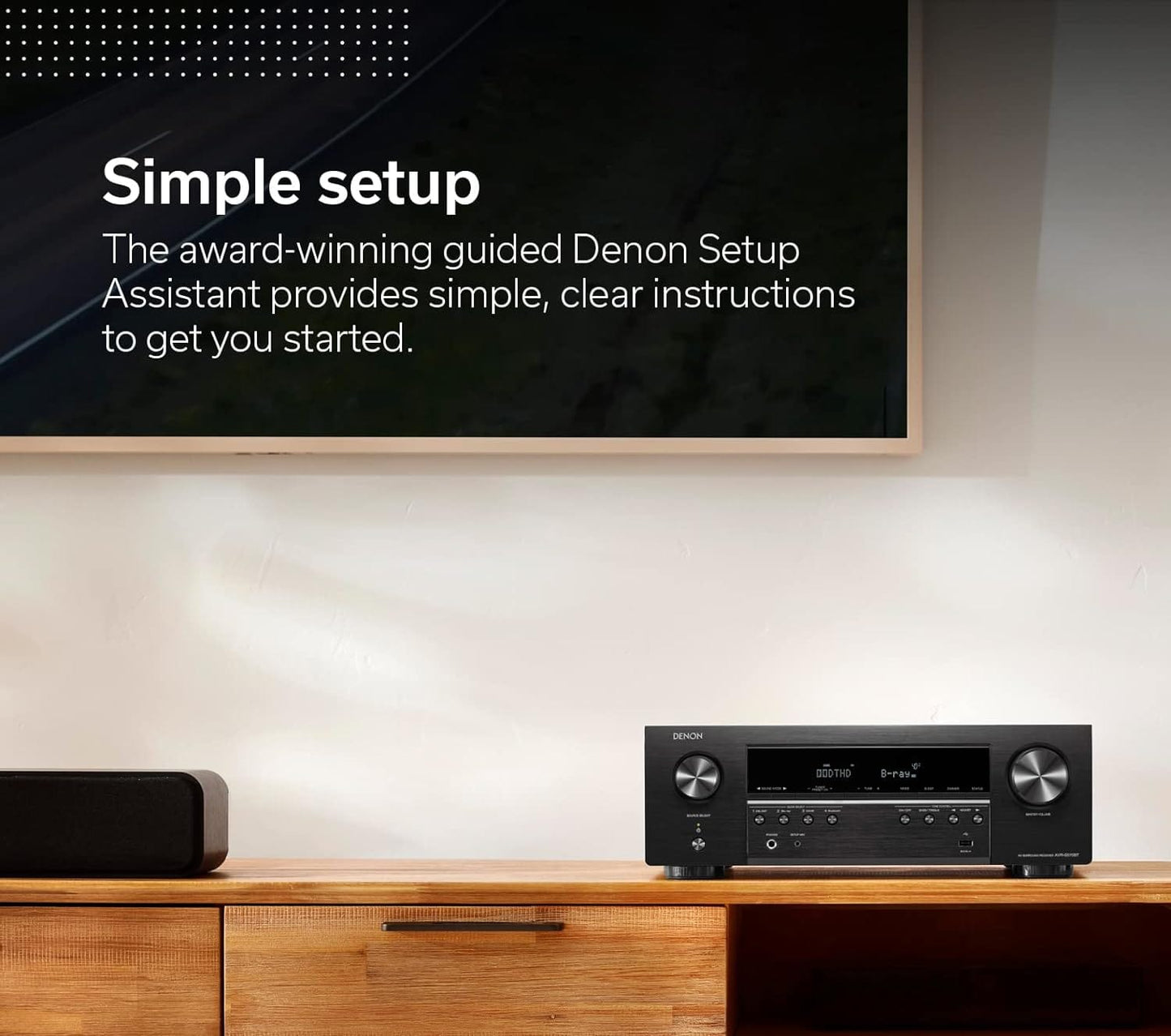 Denon AVR-S570BT 5.2 Channel AV Receiver - 8K Ultra HD Audio & Video, Enhanced Gaming Experience, Wireless Streaming via Built-in Bluetooth, (4) 8K HDMI Inputs, Supports eARC, HD Setup Assistant Xpress