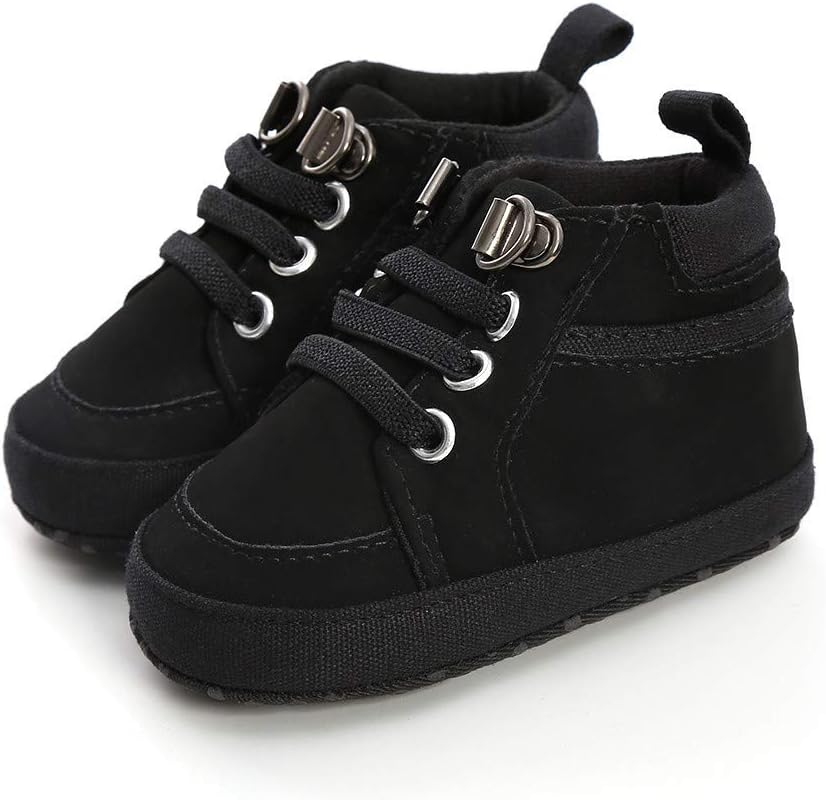 Meckior Toddler Baby Boys Girls High Tops Ankle Sneakers Soft Anti-Slip Sole PU Leather Moccasins Infant Newborn Prewalker First Walking Crib Shoes Xpress