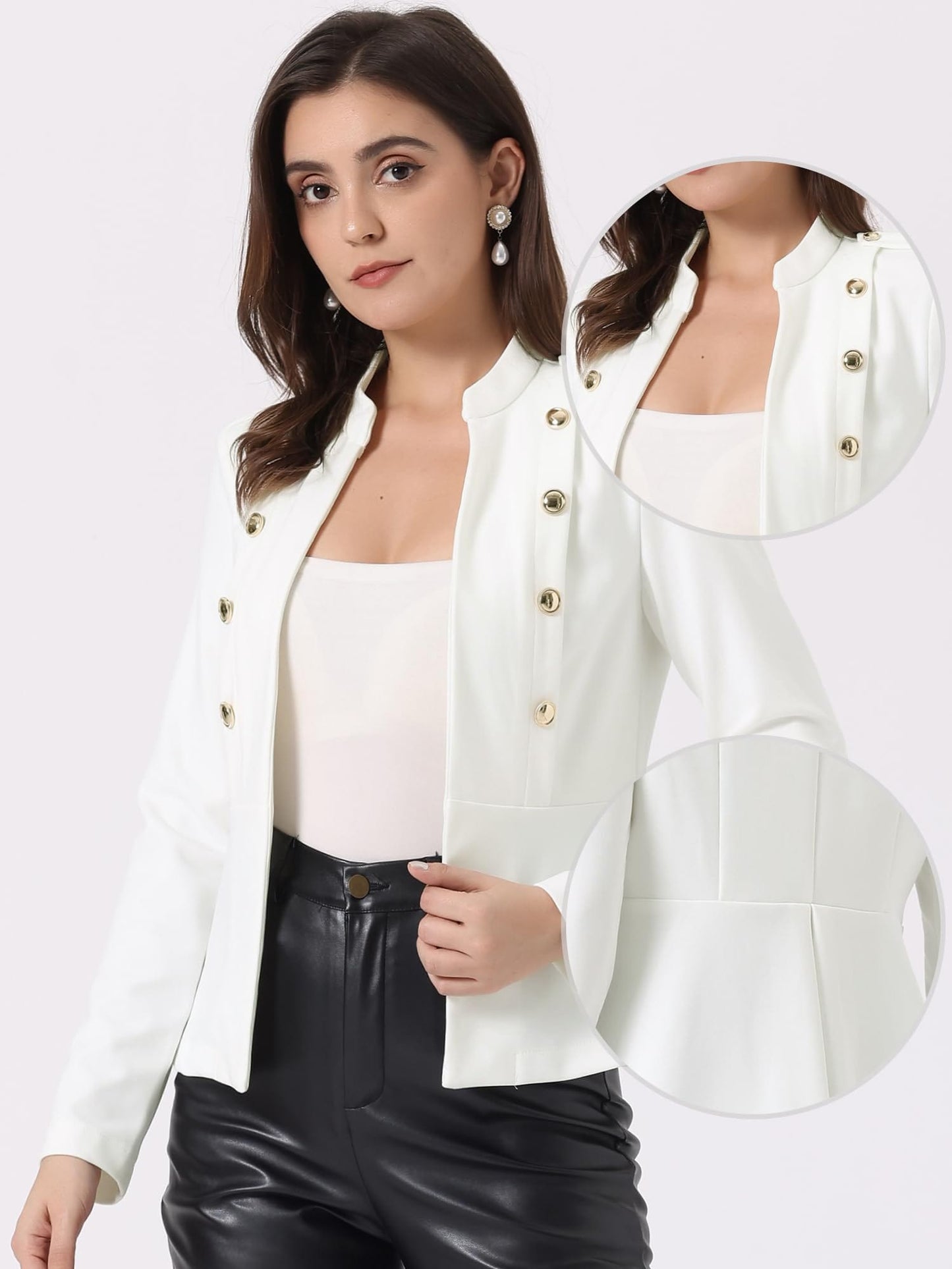 Allegra K Steampunk Chaqueta para Mujer Peplum Blazer Doble Botonadura Vintage Blazer 