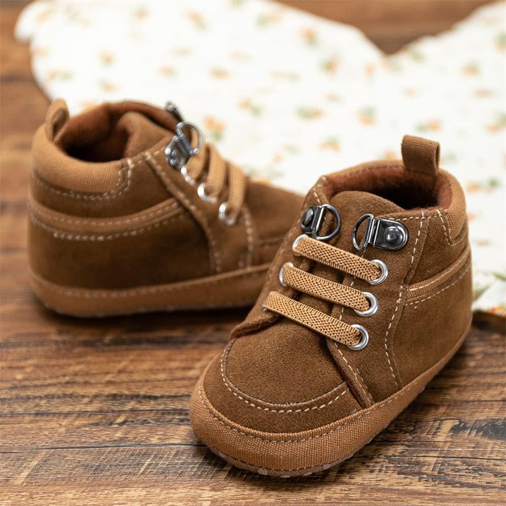 Meckior Toddler Baby Boys Girls High Tops Ankle Sneakers Soft Anti-Slip Sole PU Leather Moccasins Infant Newborn Prewalker First Walking Crib Shoes Xpress