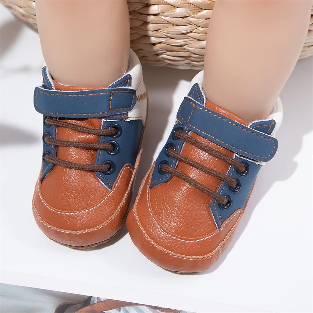 Meckior Toddler Baby Boys Girls High Tops Ankle Sneakers Soft Anti-Slip Sole PU Leather Moccasins Infant Newborn Prewalker First Walking Crib Shoes Xpress