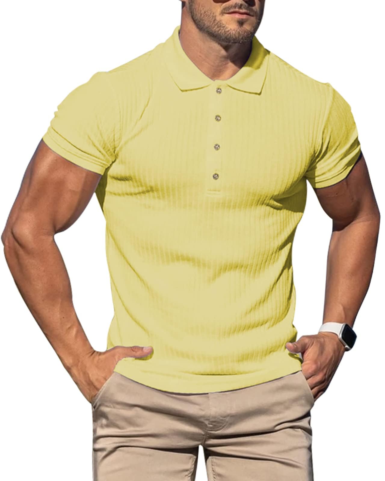 Muscle Polo Shirts for Men Slim Fit Short Sleeve Golf Shirts Men Dry Fit Shirts Casual Stylish Clothes