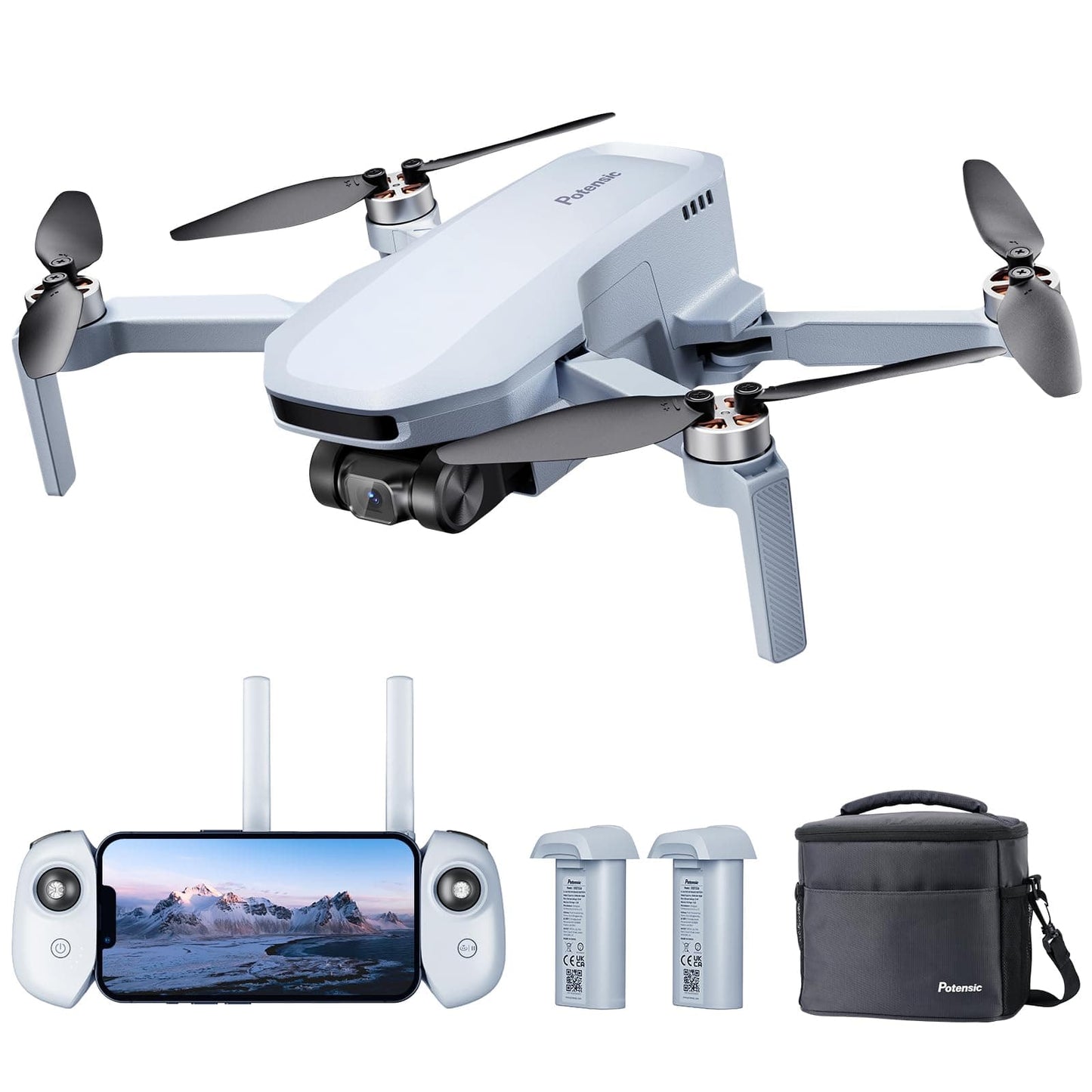 Potensic ATOM SE GPS Drone con cámara 4K EIS, menos de 249 g, 93 minutos de vuelo, transmisión FPV de 4 KM, motor sin escobillas, velocidad máxima 16 m/s, concentrador de carga paralela rápida de 60 W, combo Vuela más 