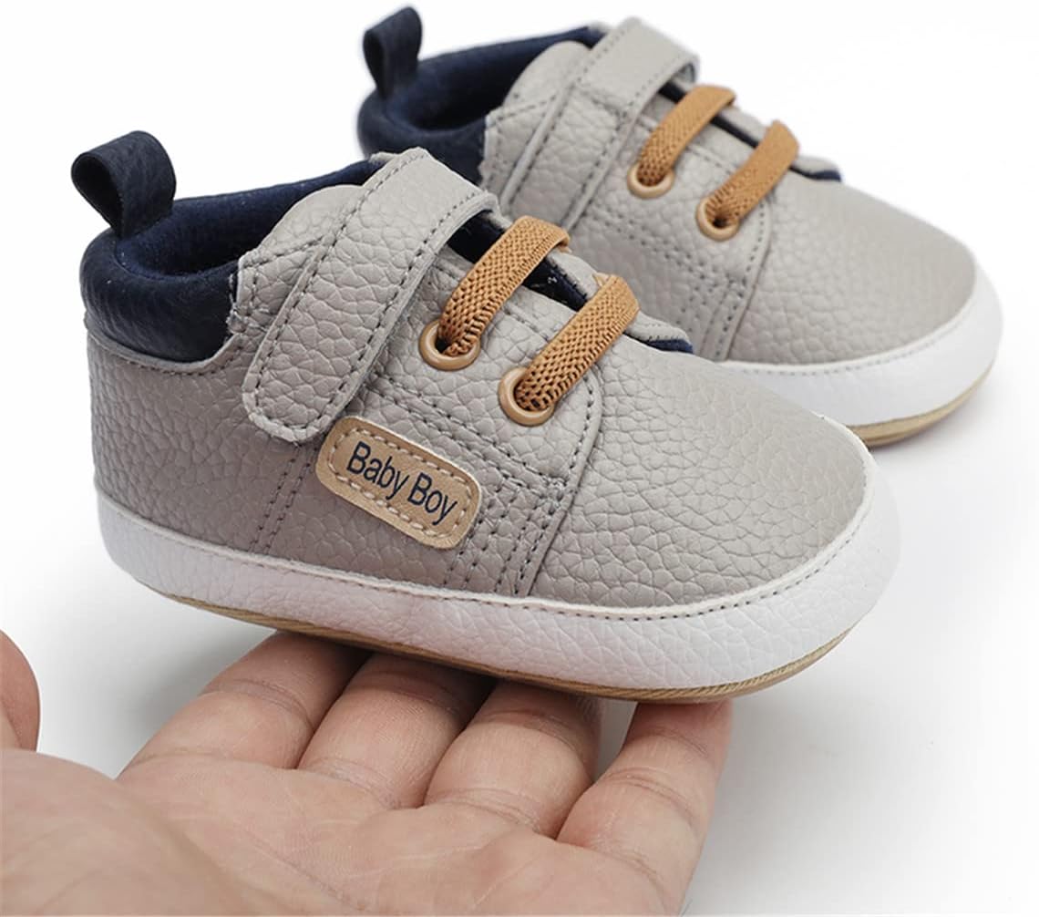 HsdsBebe Baby Boys Girls Pu Leather Hard Bottom Walking Sneakers Toddler Rubber Sole First Walkers Infant Cartoon Slippers Crib Shoes Xpress