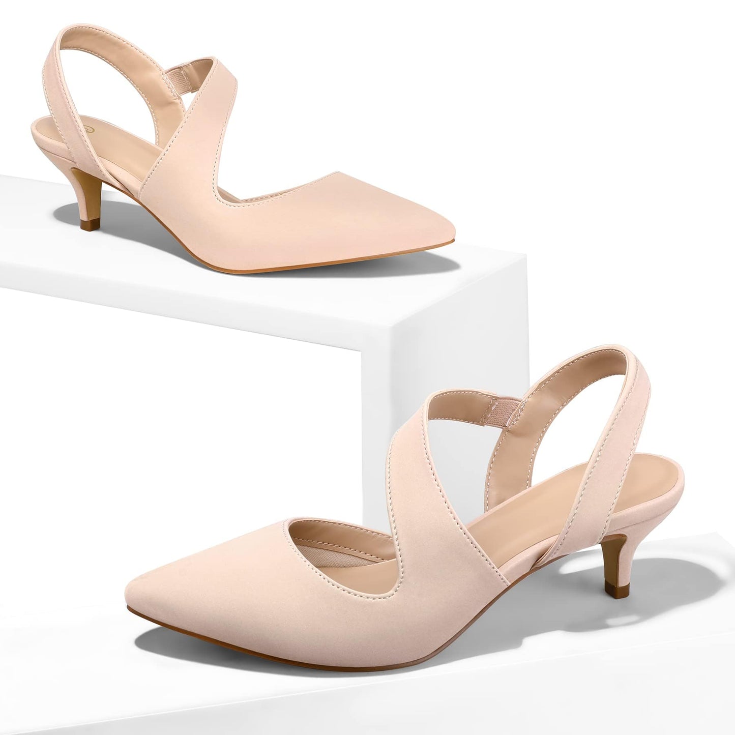 mysoft Zapatos de tacón bajo para mujer, 2.0 in, punta puntiaguda, zapatos de vestir para fiesta de boda 