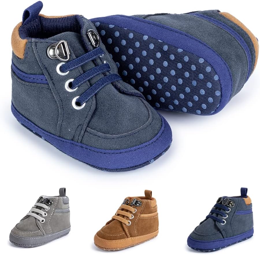 Meckior Toddler Baby Boys Girls High Tops Ankle Sneakers Soft Anti-Slip Sole PU Leather Moccasins Infant Newborn Prewalker First Walking Crib Shoes Xpress