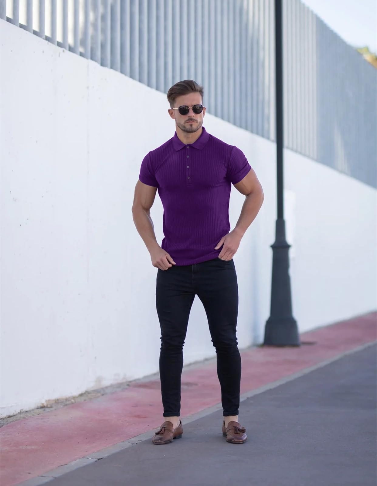 Muscle Polo Shirts for Men Slim Fit Short Sleeve Golf Shirts Men Dry Fit Shirts Casual Stylish Clothes